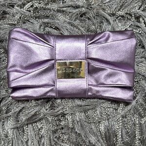 Versace Purple Satin Clutch with Bow Detail